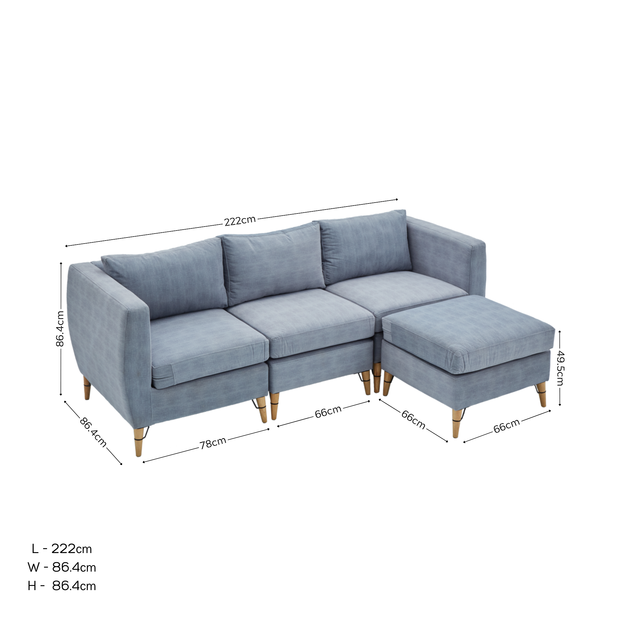 Deepo BLAYNE L Shape Fabric Sofa